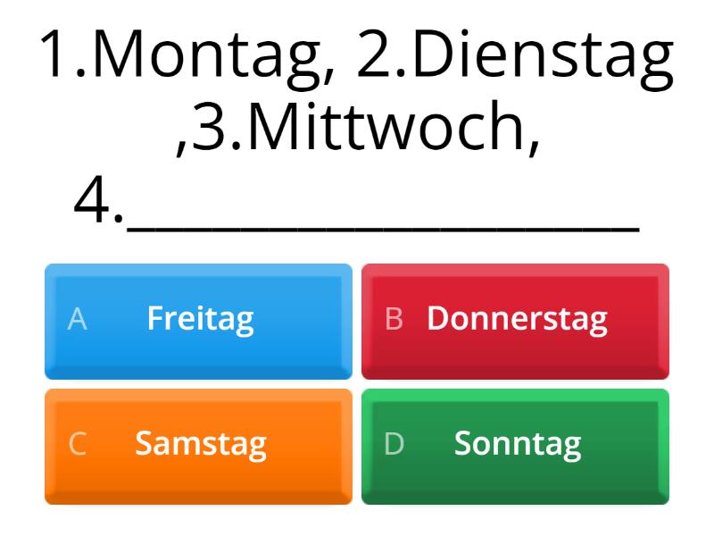 Wochentage - Quiz