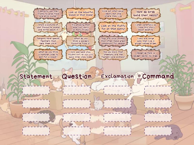 Sentence types - animals - Group sort