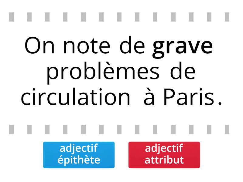 Fonction De L'adjectif: épithète Ou Attribut - Vrai Ou Faux