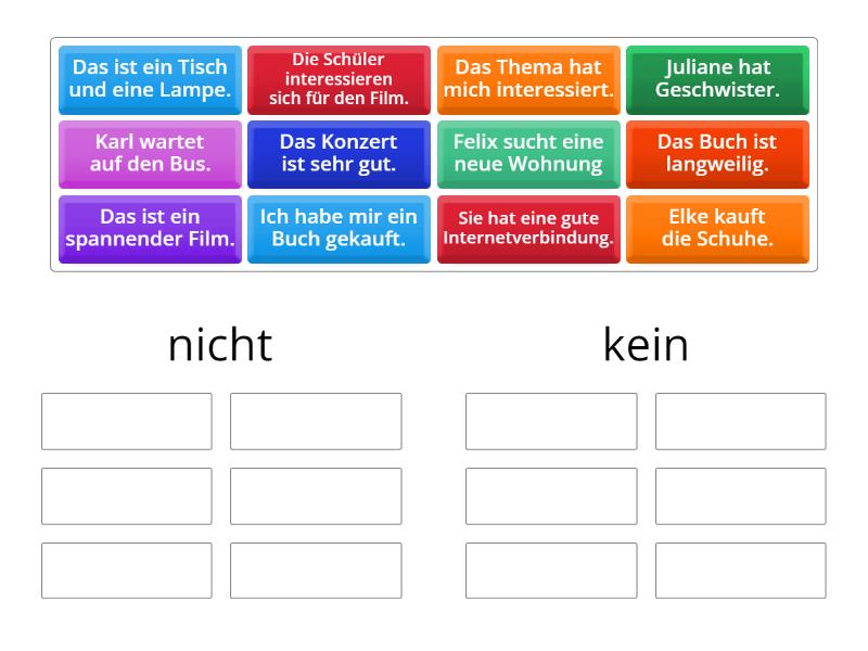 Negation mit nicht und kein Die richtige Gruppe