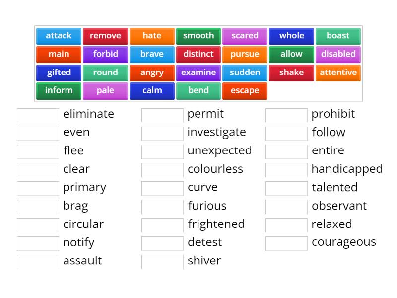 Synonyms B2 - Match up