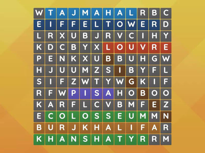 famous buildings - Wordsearch