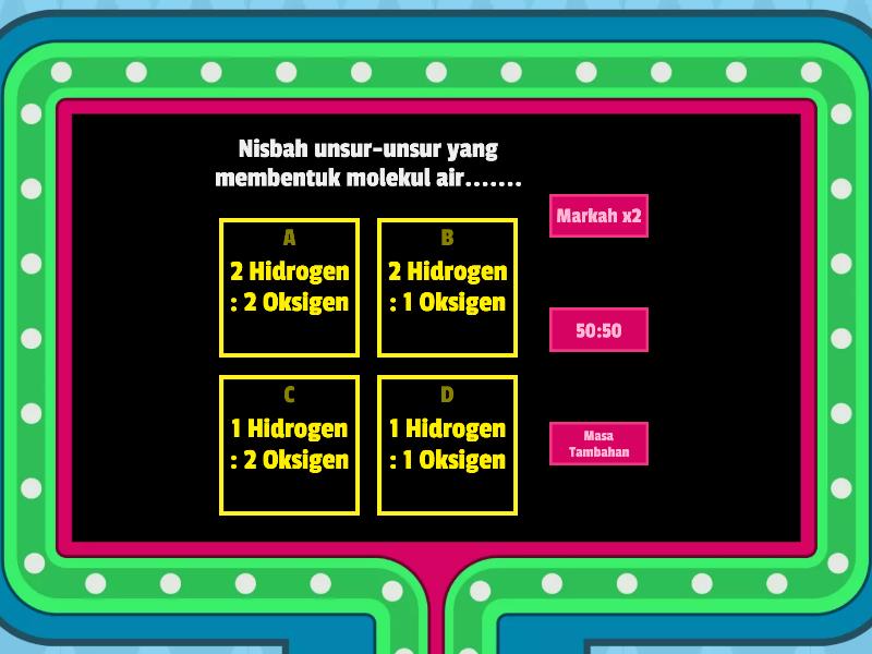 Komposisi Kimia dalam Sel (BAB 4 BIOLOGI T4) - Gameshow quiz