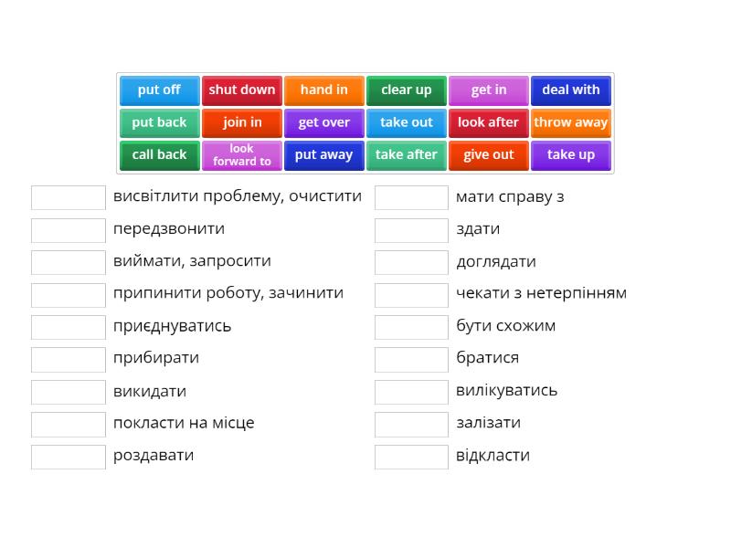 Roadmap B1, unit 8A phrasal verbs translation - Match up