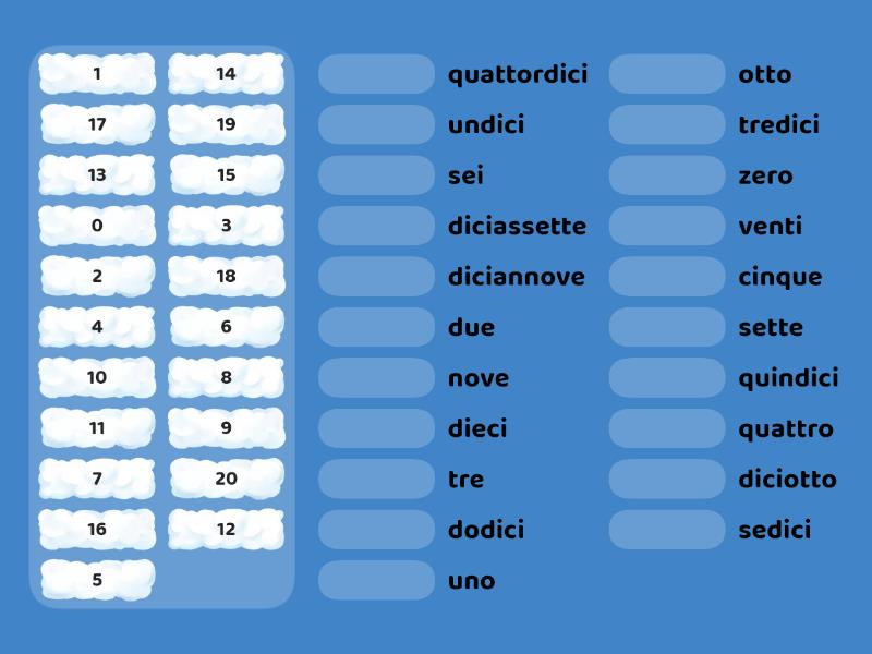 Numeri In Cifre E Numeri In Lettere Collega Match Up