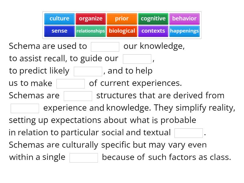 Schema Theory 1 - Complete the sentence