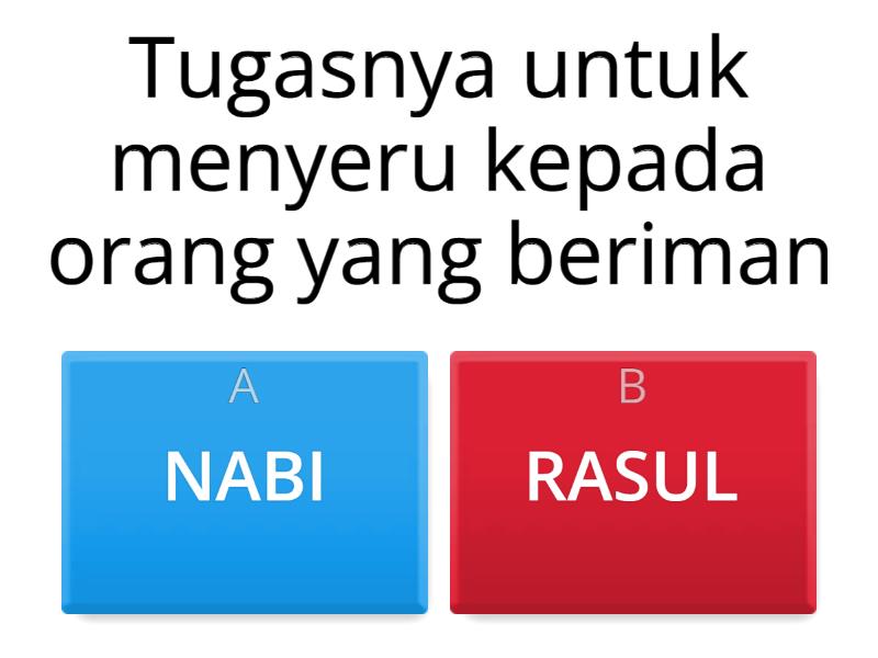 PERBEZAAN ANTARA NABI DAN RASUL - Quiz