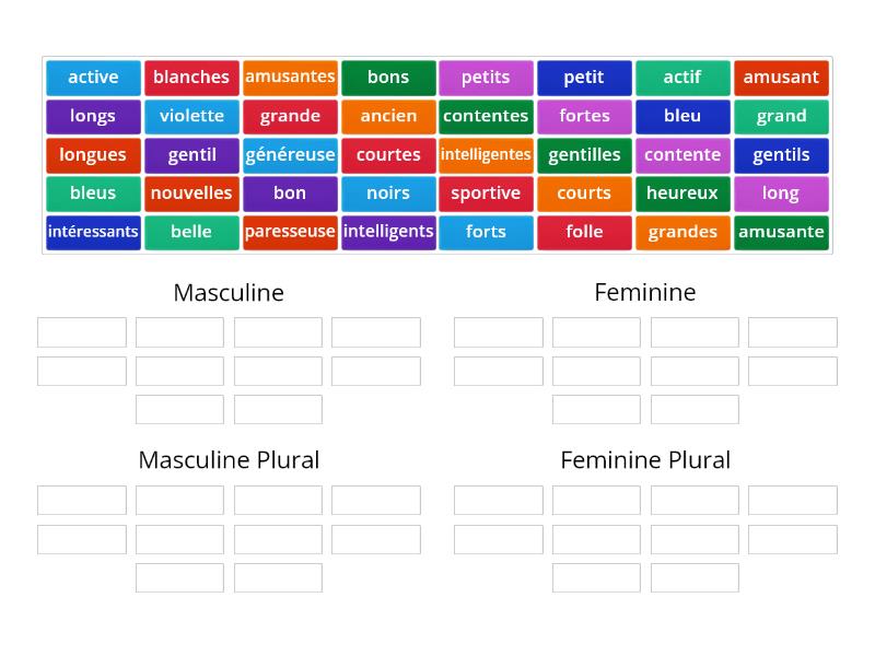 list of french adjectives masculine and feminine