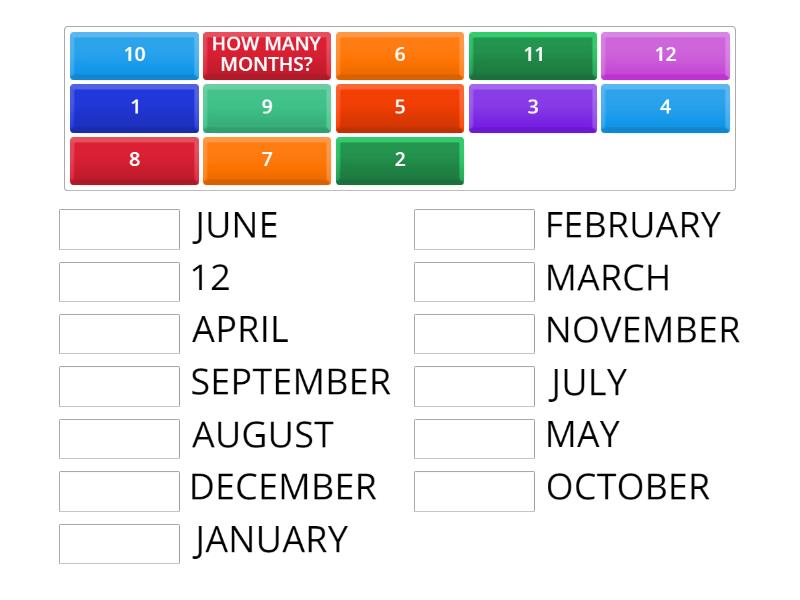Months of the year match up