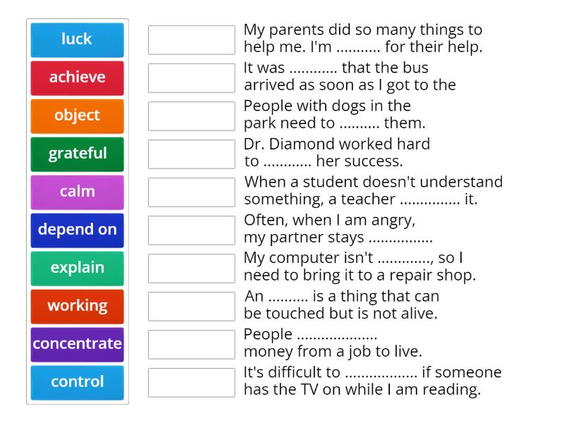 HOW TO BE HAPPY - VOCABULARY - Match up