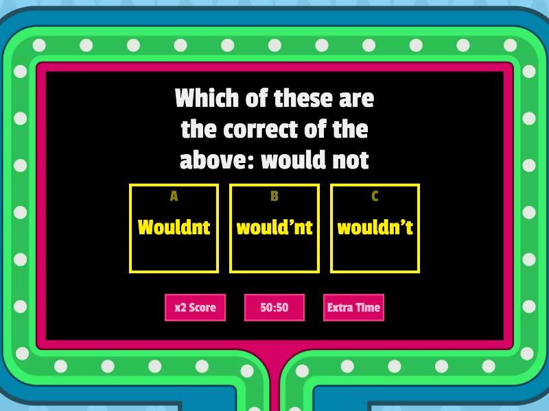 Contraction Quiz - Gameshow quiz