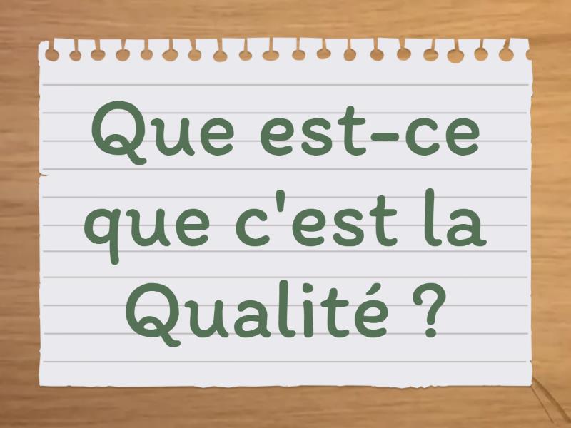 La qualité - Flash cards