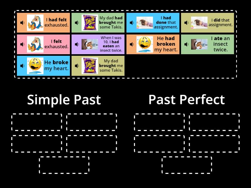 Organize the Verbs into Simple Past and Past Perfect - Group sort