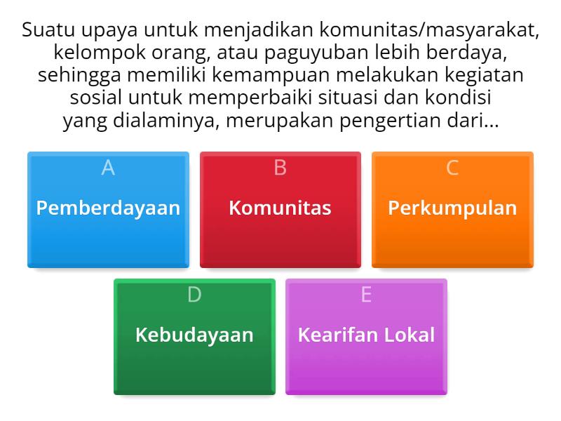 Pretest "Pemberdayaan Komunitas Berbasis Kearifan Lokal" - Quiz