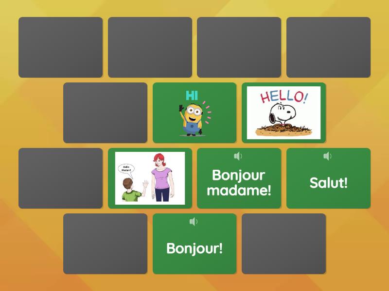 Mes Salutations (Memories Game) - Matching pairs