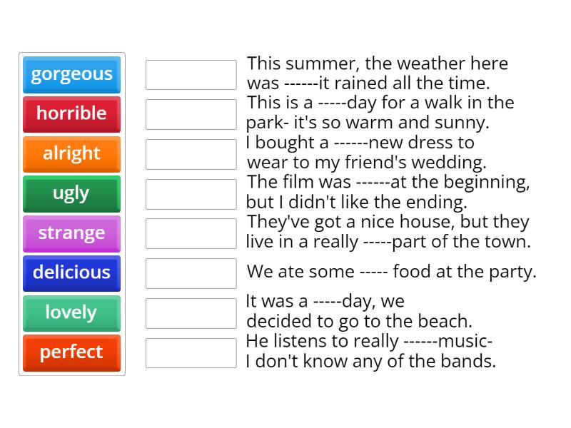 PIE ( Unit1 Adjectives) Match up