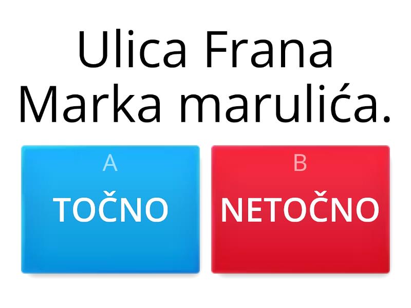 Veliko Početno Slovo U Imenima Naseljenih Mjesta, 3.razred - Kviz