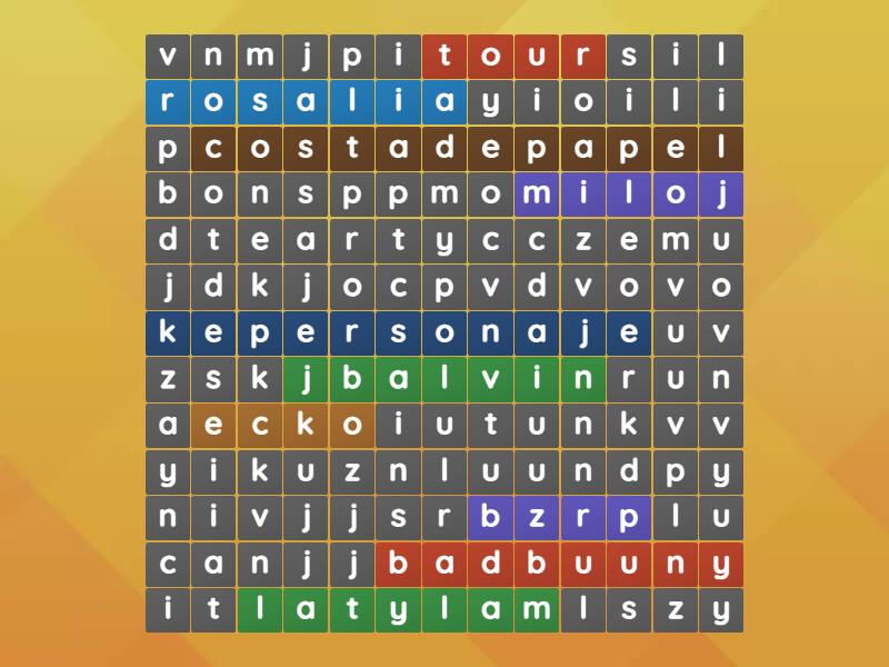 Sopa De Letras De Cantantes Wordsearch