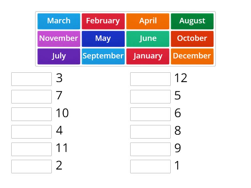 Months of The Year - Match up