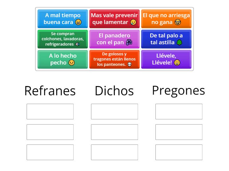 Refranes, Dichos Y Pregones. - Group Sort