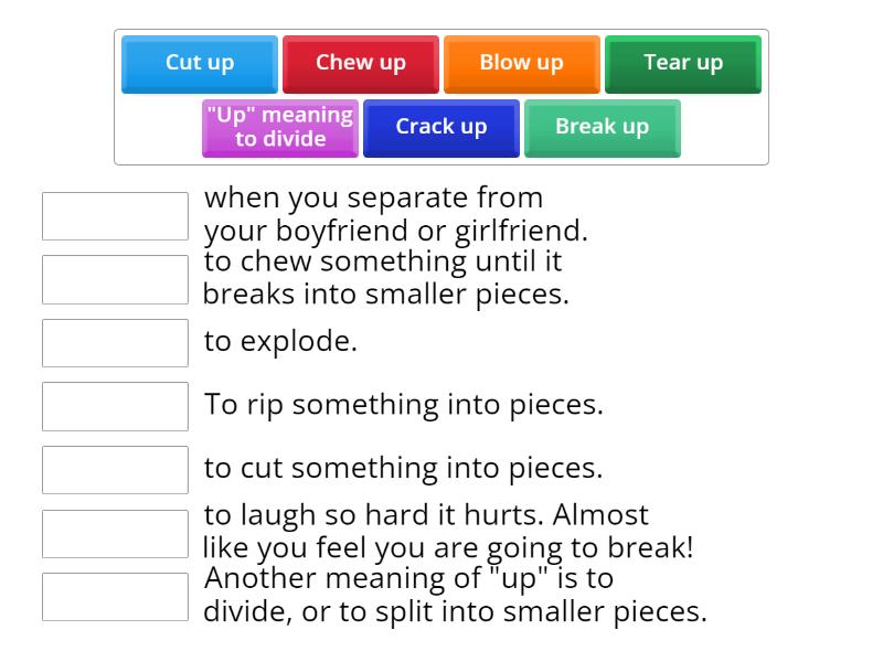 Phrasal verbs with "up" #2 "Up" meaning to divide - Match up