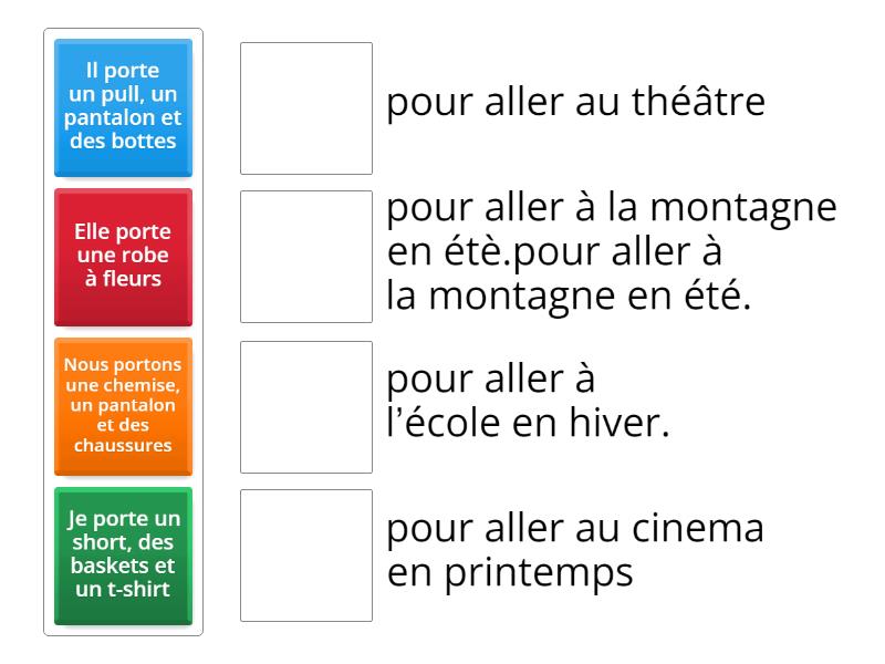 Qu'est ce que tu portes pour...? - Match up