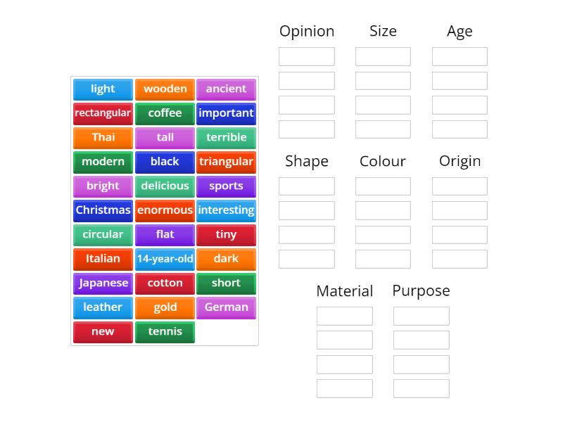 nosascomp order of adjectives examples