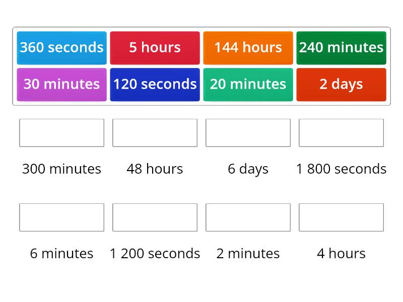 Convert between units of time - Match up