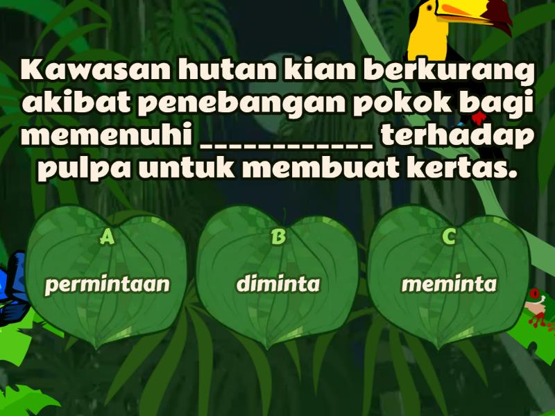 KATA BERIMBUHAN (AWALAN, AKHIRAN & APITAN) TAHUN 5 - Cuestionario