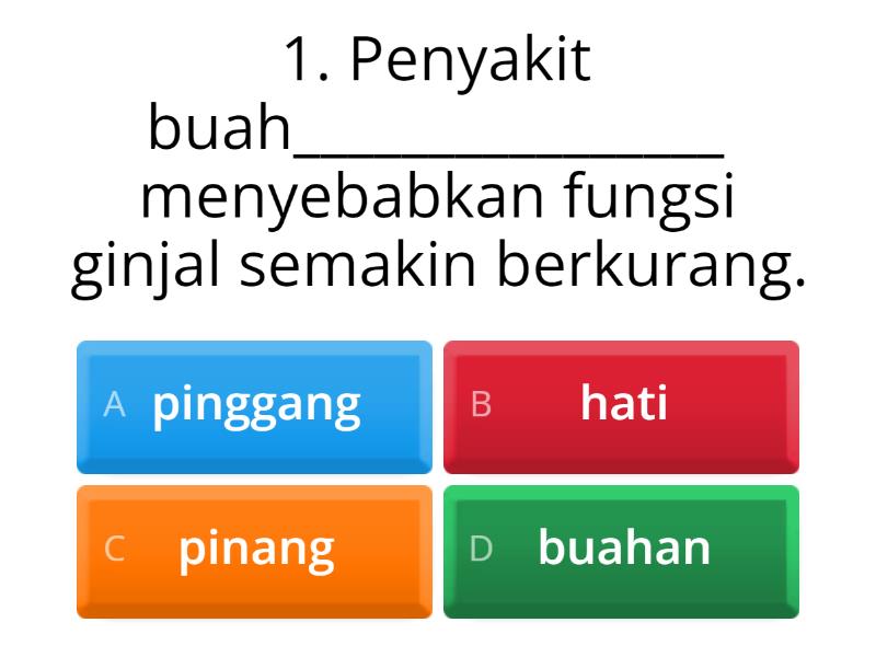 PENYAKIT TIDAK BERJANGKIT (PUNCA DAN KESAN-T4) - Quiz