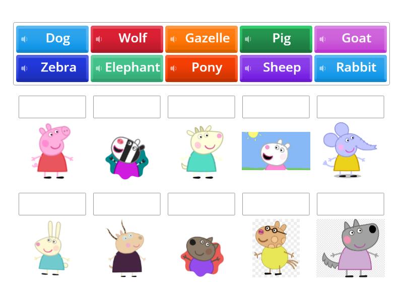 Match Peppa Pig's characters with the animal in their surname (Animals ...