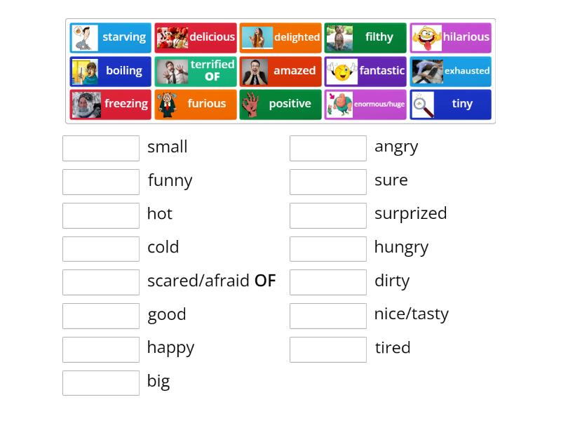 english file intermediate 2B strong adjectives - Match up