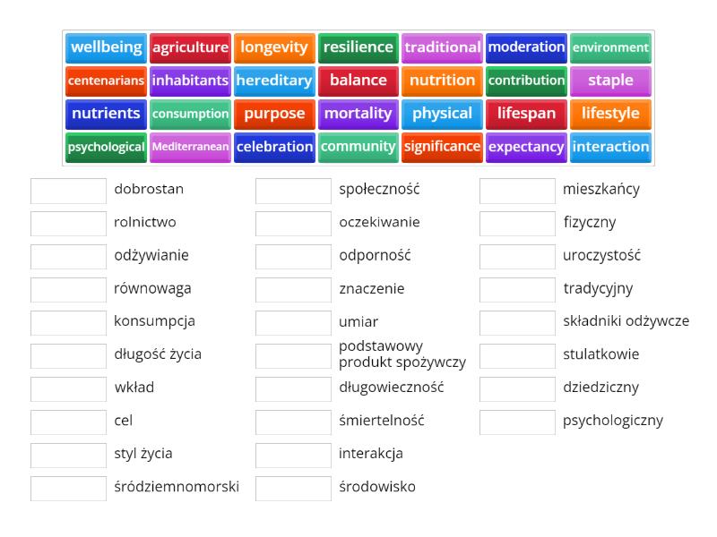 Close up B1+ unit 3 reading words - Match up