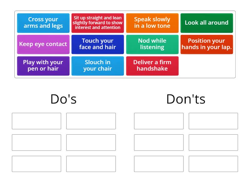 Body language in job interviews - Group sort