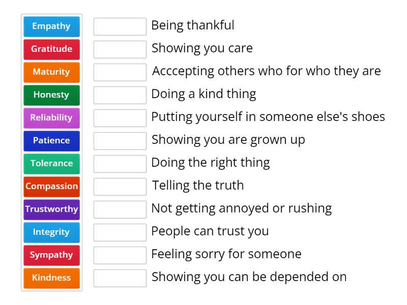 Ethical values - Match up