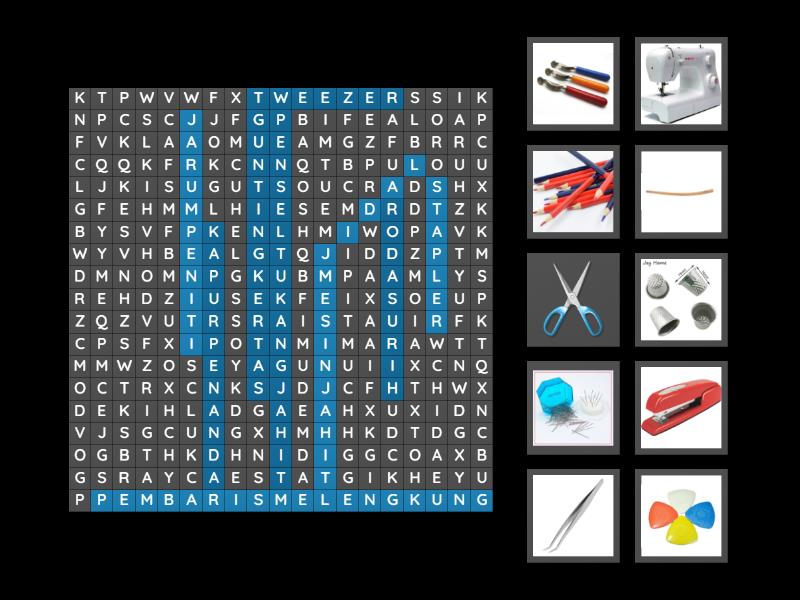 ALATAN DALAM PROSES PENYEDIAAN REKA BENTUK FESYEN - Wordsearch