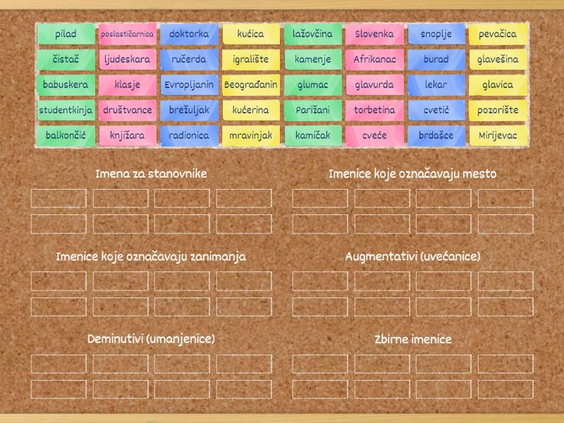 tvorba imenica - Group sort