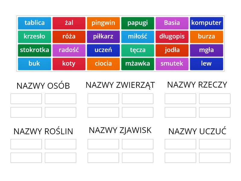 Rzeczownik klasa V - Group sort