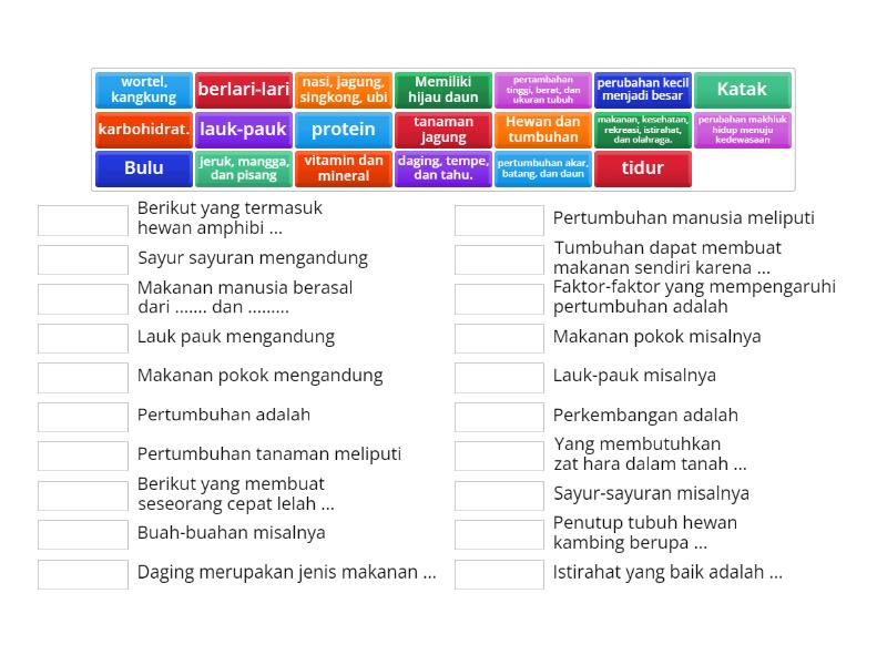 Pertumbuhan Dan Perkembangan Makhluk Hidup Match Up