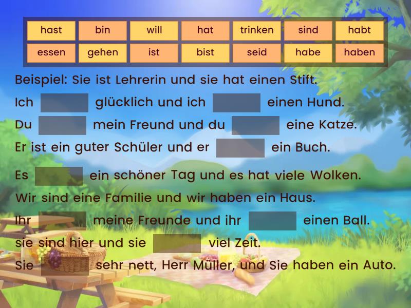 verb Complete the sentence