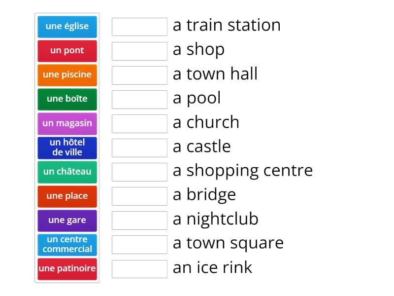 Places in Town - Match up