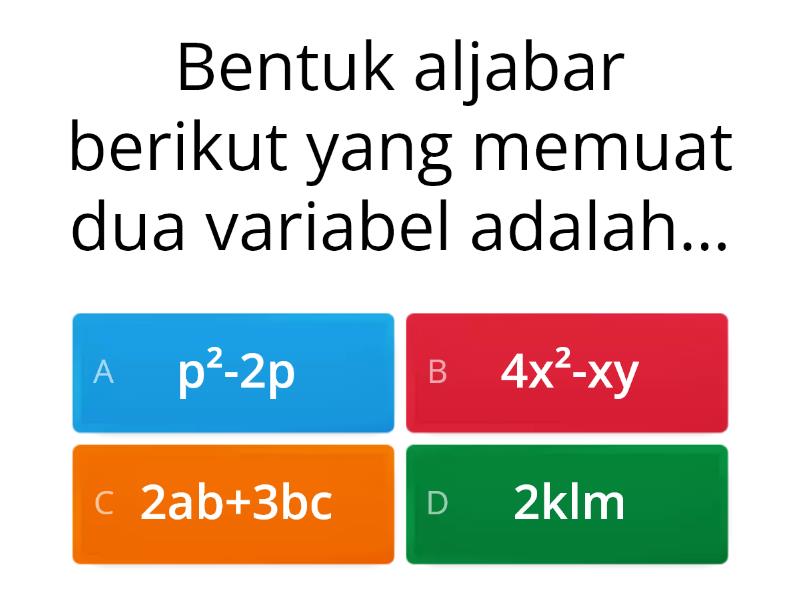 Soal materi Bentuk Aljabar - Kuis