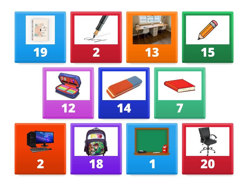 School Objects Numbers B4 1 Flip Tiles