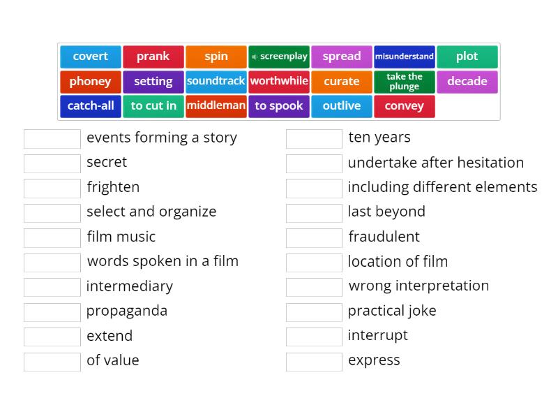 Vocabulary caper Match up