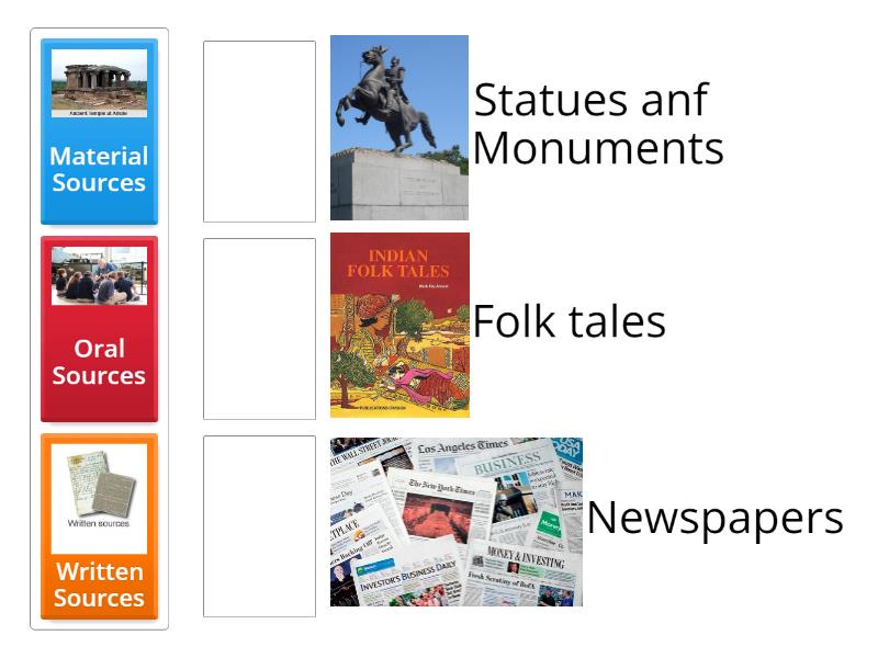 Sources of History - Match up