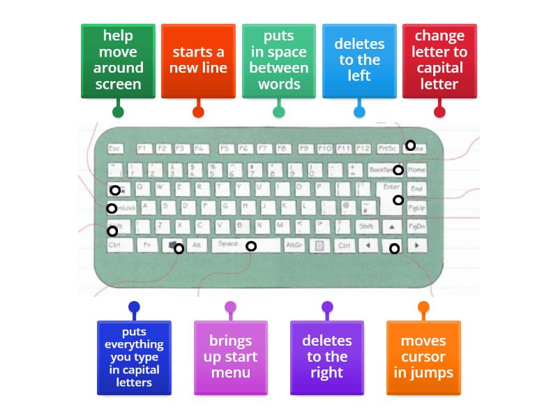 Features of a keyboard - Labelled diagram