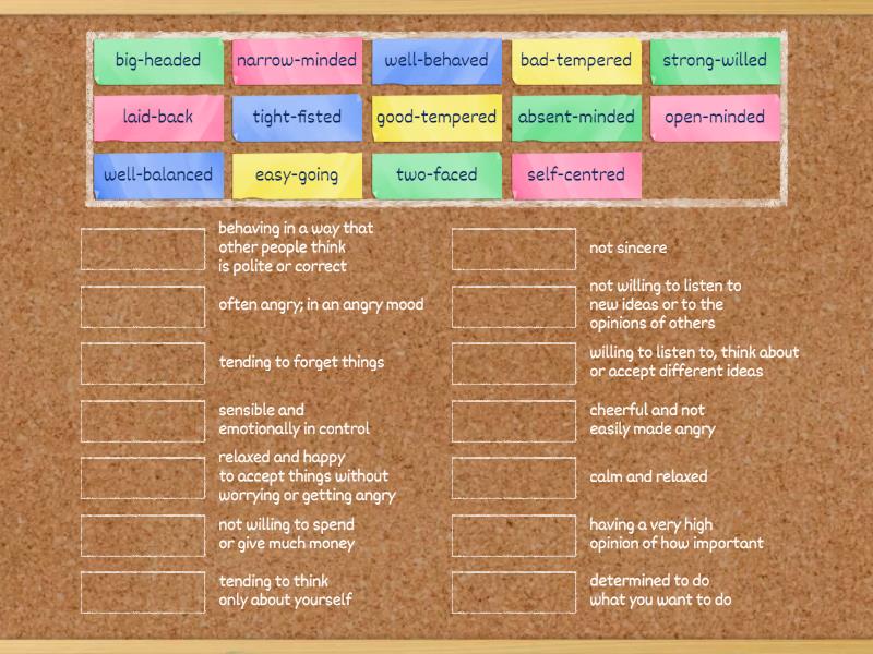 Compound adjectives - Une las parejas