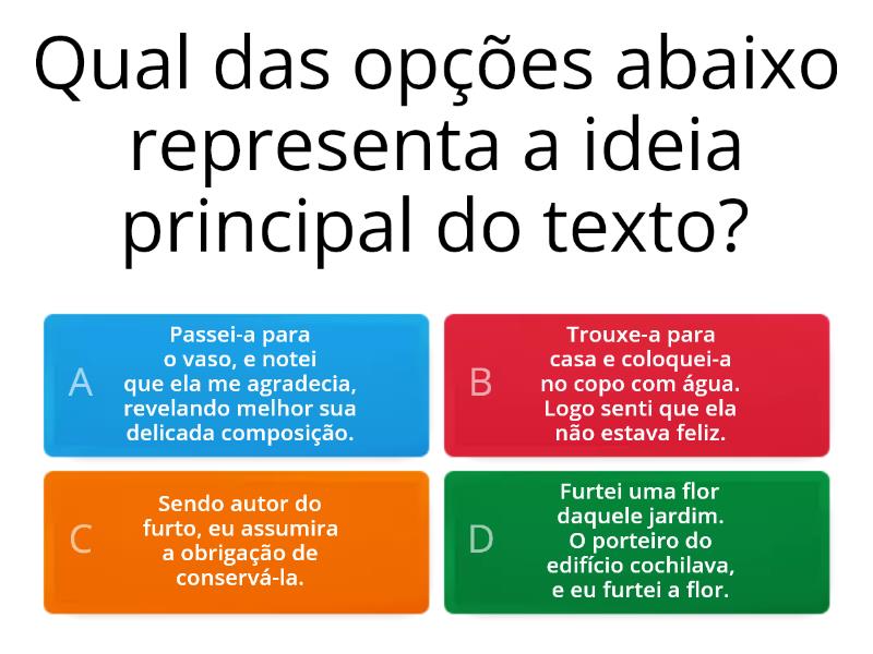 Diferenciar Ideias Principais De Ideias Secundárias Quiz