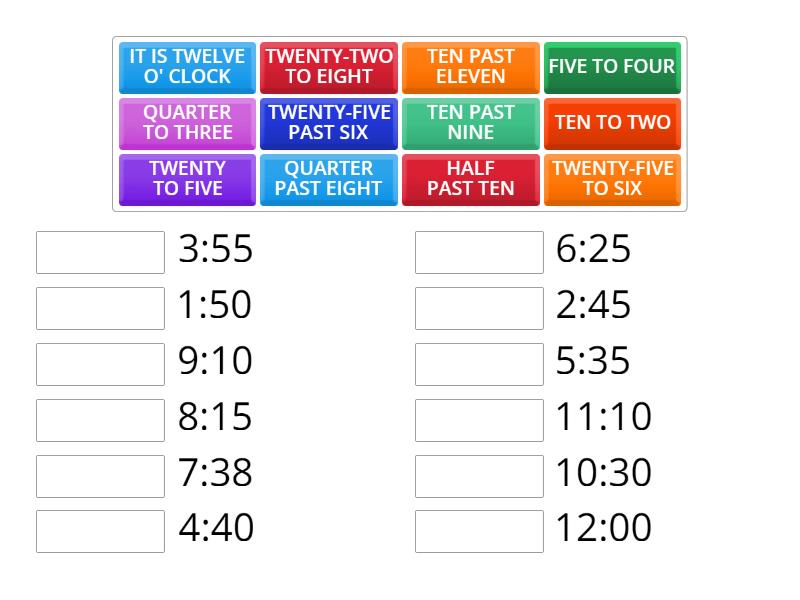 TELLING THE TIME - Match up