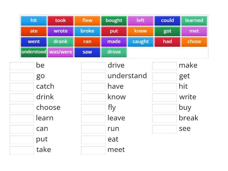 Irregular Verbs Match up